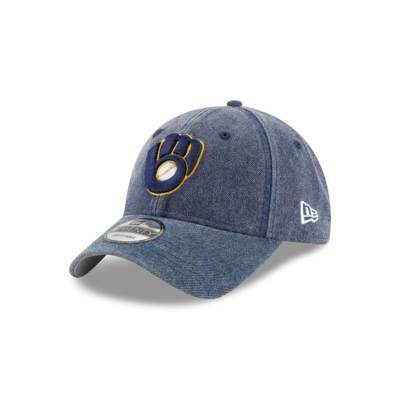 Blue Milwaukee Brewers Hat - New Era MLB Rugged Heather 9TWENTY Adjustable Caps USA2718096